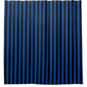 Blue Black Vertical Stripe Halloween Shower Curtain