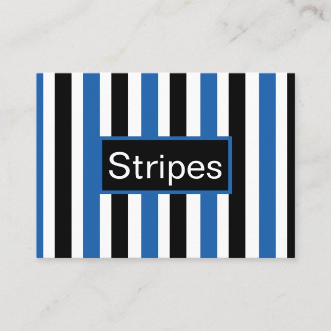 Blue Black Vertical Stripes  Business Card (Front)