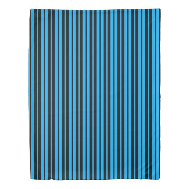 Blue Black Vertical Stripes Pattern Design Duvet Cover (Front)