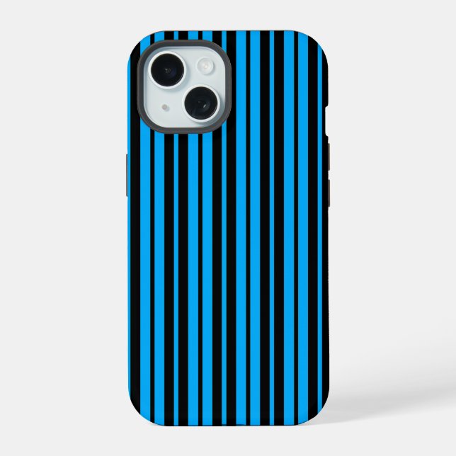 Blue Black Vertical Stripes Pattern Design Iphone Case (Back)