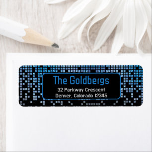 Blue Black Video Game Gamer Bar Mitzvah Address Label