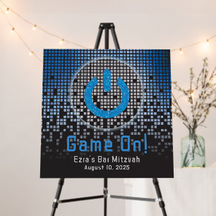 Blue Black Video Game Gamer Bar Mitzvah Foam Board