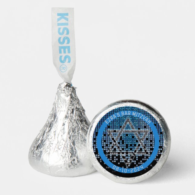 Blue Black Video Game Gamer Bar Mitzvah Hershey®'s Kisses® (Front)