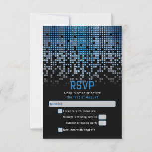 Blue Black Video Game Gamer Bar Mitzvah  RSVP Card
