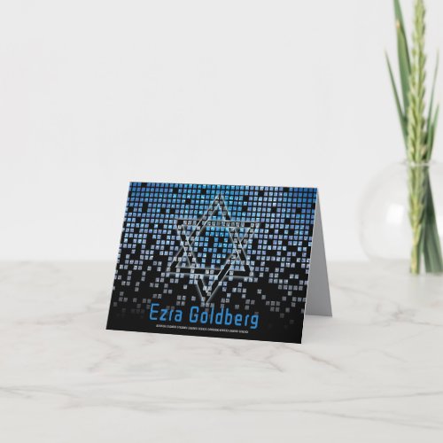 Blue Black Video Game Gamer Bar Mitzvah Thank You