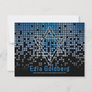Blue Black Video Game Gamer Bar Mitzvah Thank You Card