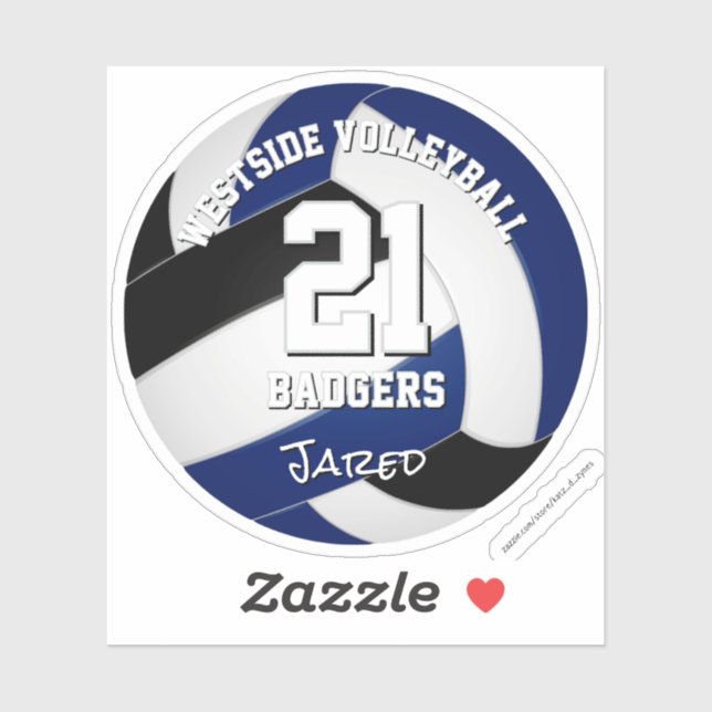 blue black volleyball club colors athlete name  sticker (Sheet)