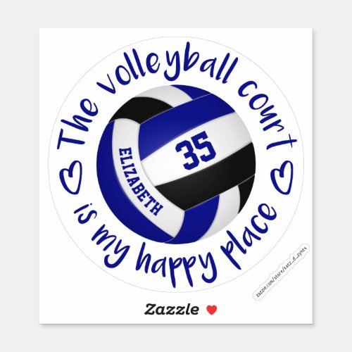 blue black volleyball court my happy place sticker