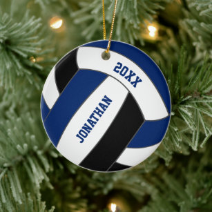 blue black volleyball team colors personalized  ceramic ornament