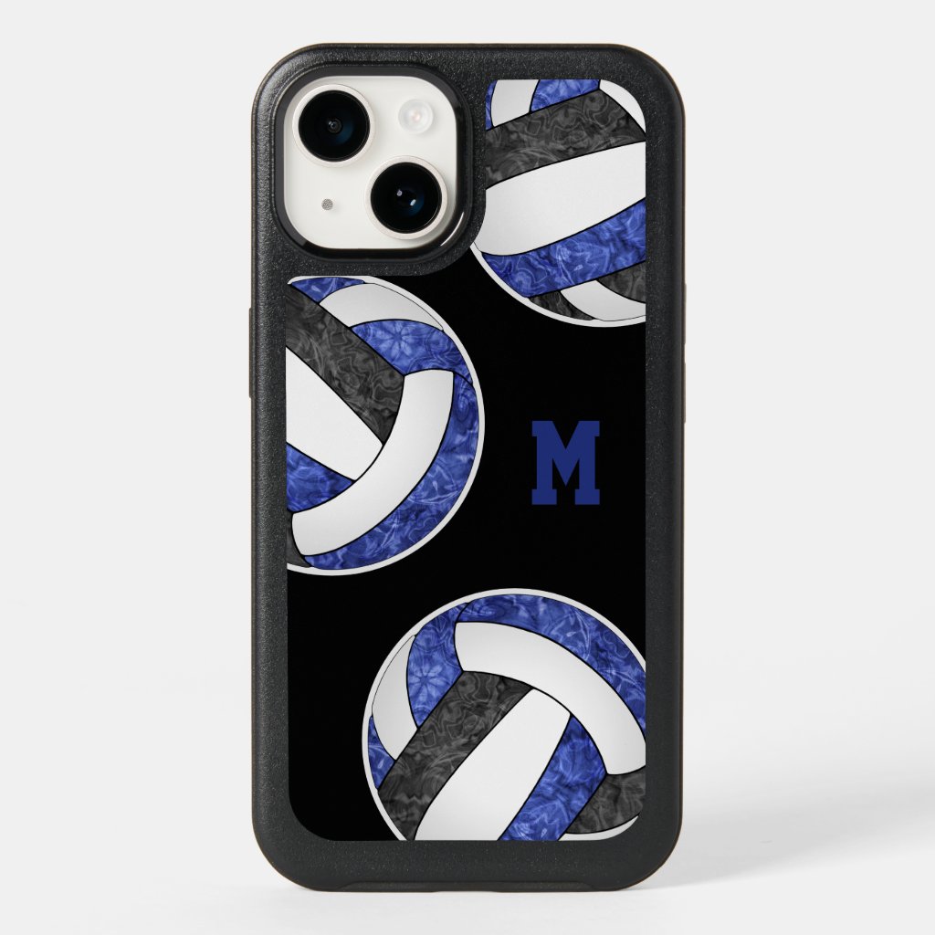 blue black volleyballs girly monogrammed OtterBox iPhone case