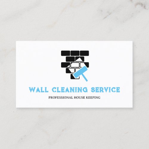 Blue Black Wall Cleaning House Keeping Business Card
