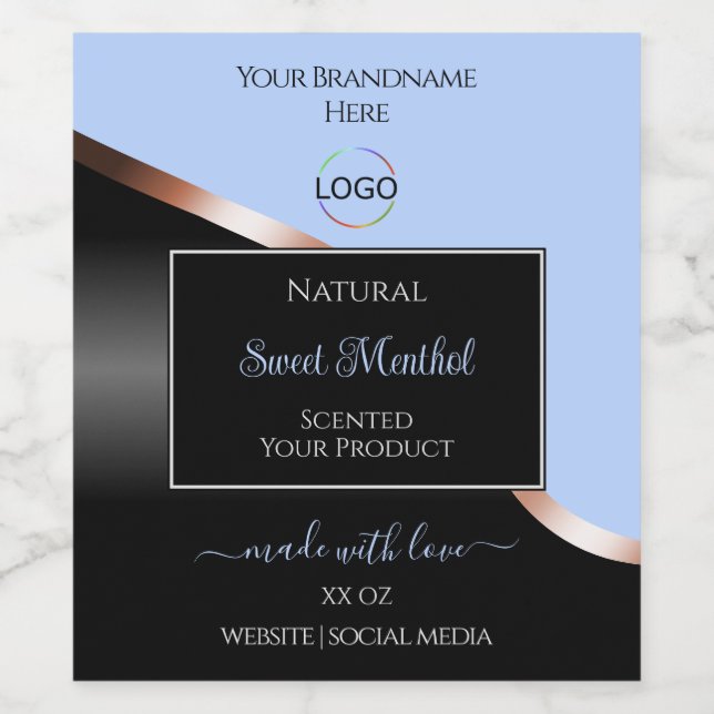 Blue Black Wavy Rose Gold with Logo Product Labels (Single Label)