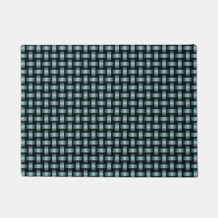 Blue Black Weave Pattern Doormat