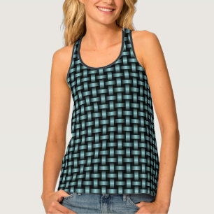 Blue Black Weave Pattern Tank Top