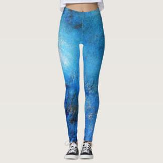 Blue Black White Abstract Dance Leggings