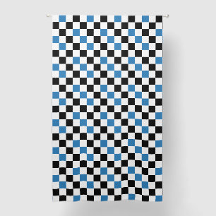 Blue Black White Checkered Pattern Design Blackout Curtains