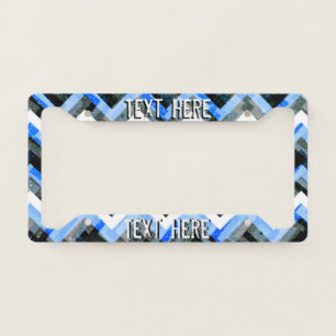 Blue Black White Chevron Textured License Plate Frame