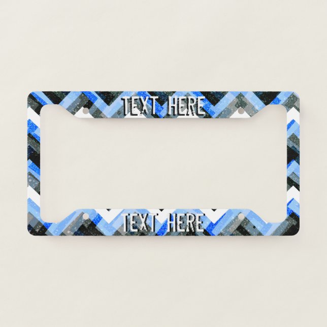 Blue Black White Chevron Textured License Plate Frame (Front)