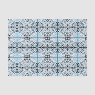 Blue Black White Curly Abstract Repeat Pattern  Tissue Paper