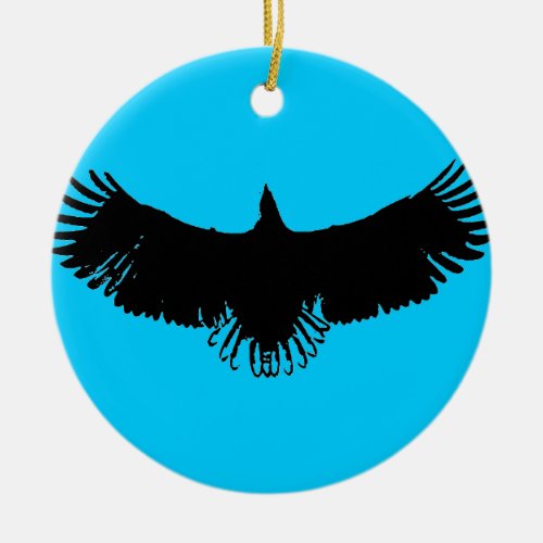 Blue Black  White Eagle Silhouette Ornament