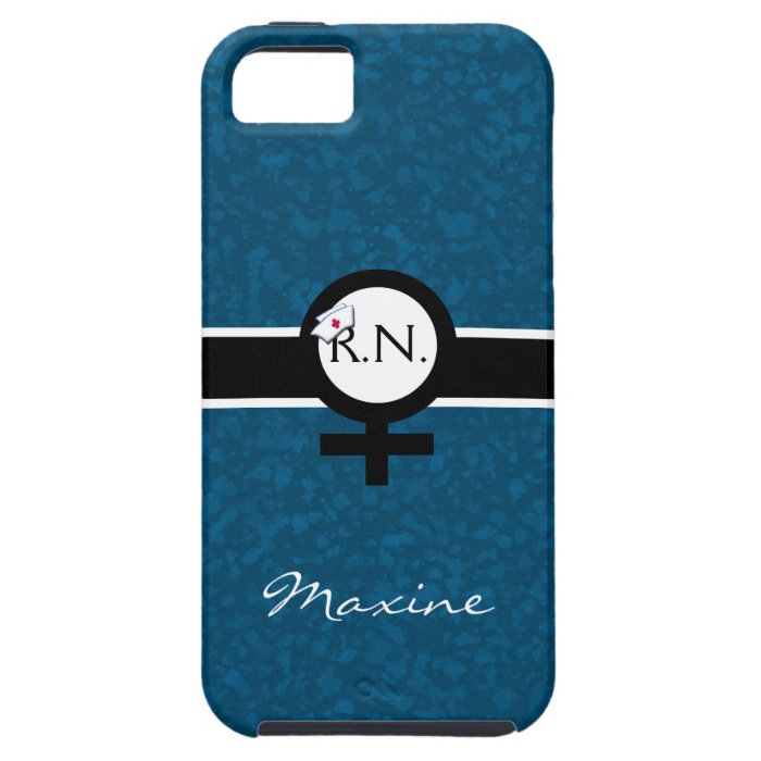 Blue/Black/White+Female Sign+Nurse Name+Nurse Cap iPhone 5 Cases