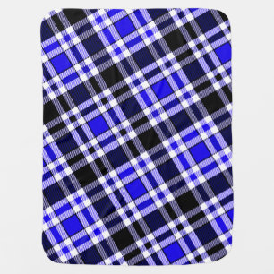 Blue Black White Flannel Tartan Pattern Design  Baby Blanket