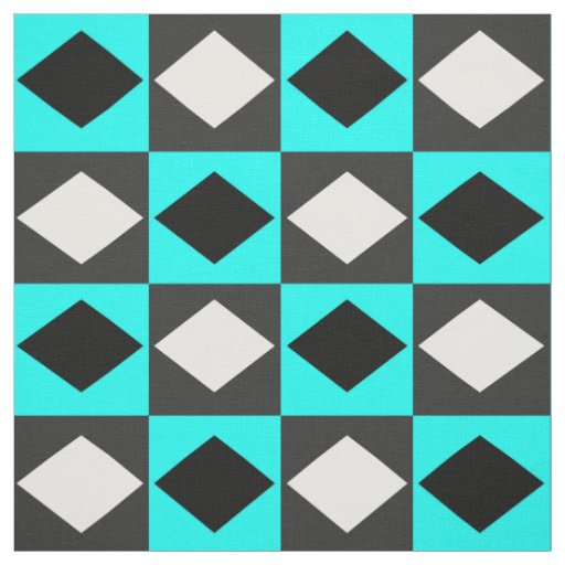Blue Black White Geometric Rhombus Diamond Fabric