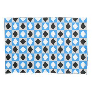 Blue Black White Geometric Rhombus Diamond Pillow Case