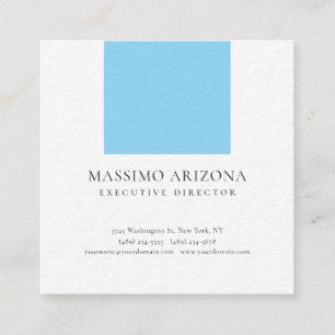 blue Black White Minimalist Plain Premium Thick Square Business Card