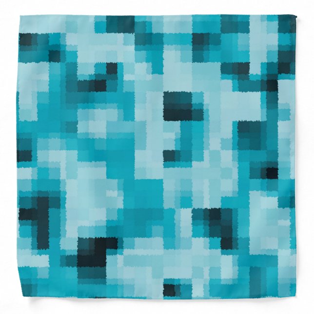Blue Black White Modern Abstract Pattern Bandana (Front)