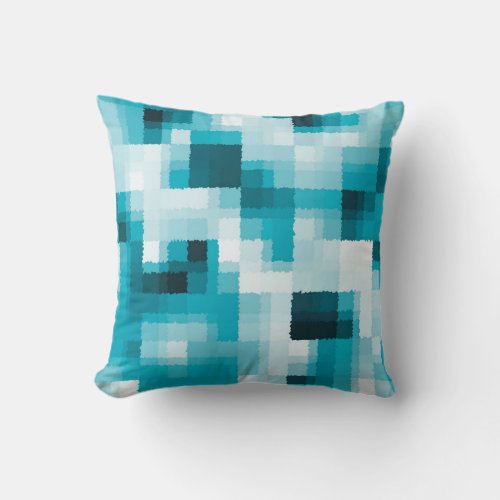 Blue Black White Modern Abstract Pattern Throw Pillow