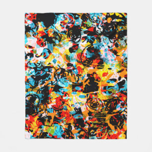 Blue, black, white, orange color. Bright seamless Fleece Blanket