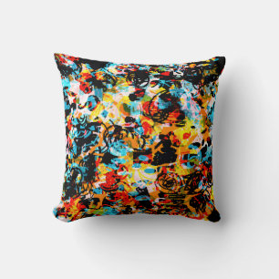 Blue, black, white, orange color. Bright seamless Throw Pillow