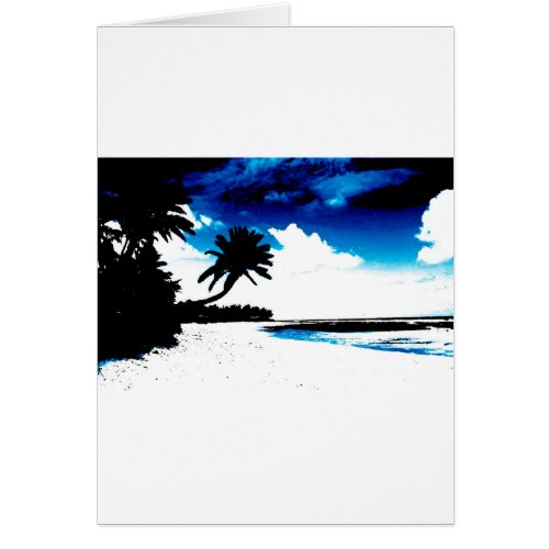 Blue Black White palm Tree Silhouette