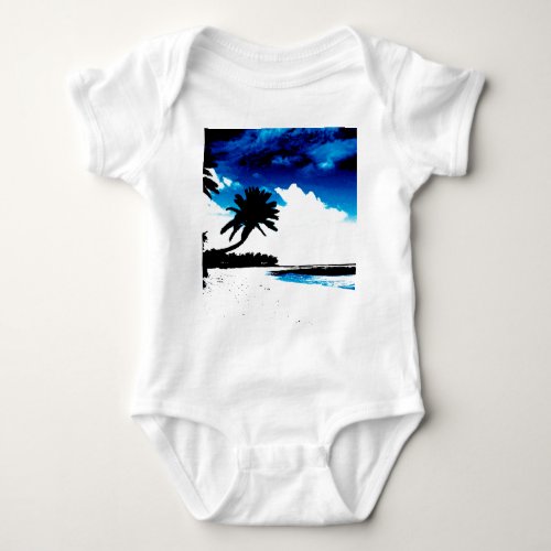 Blue Black White palm Tree Silhouette Baby Bodysuit