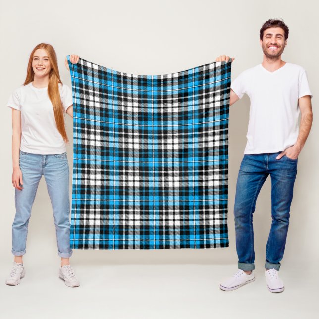 Blue Black White Plaid Tartan Pattern Design  Fleece Blanket (In Situ)