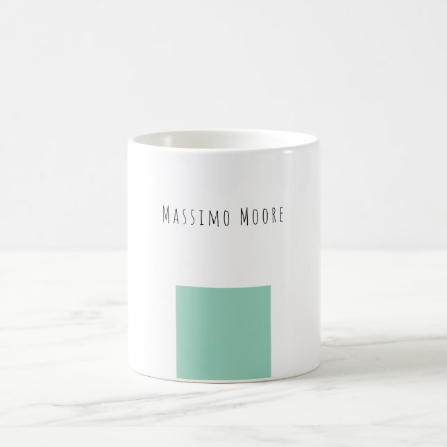 Blue Black White Plain Elegant Own Name Coffee Mug (Center)