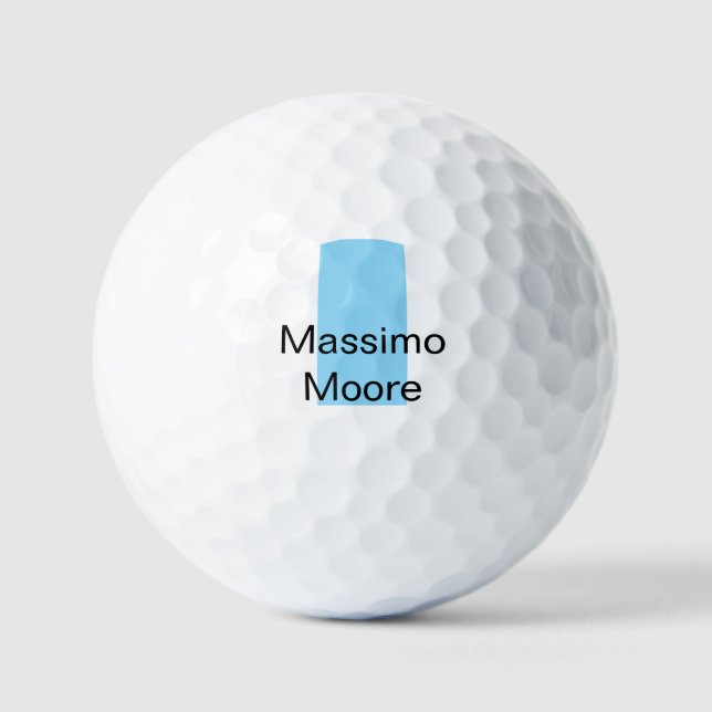 Blue Black White Plain Elegant Own Name Golf Balls (Front)