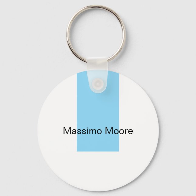 Blue Black White Plain Elegant Own Name Keychain (Front)