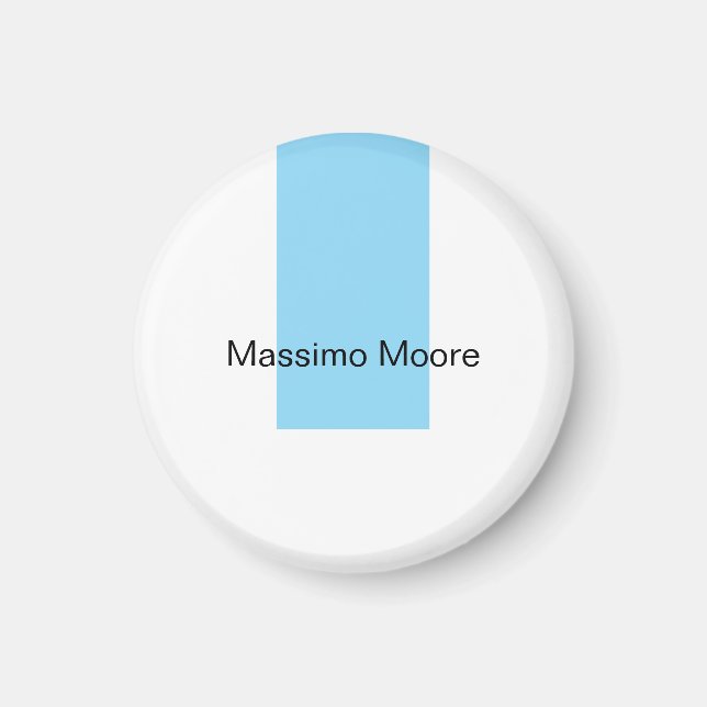 Blue Black White Plain Elegant Own Name Magnet (Front)