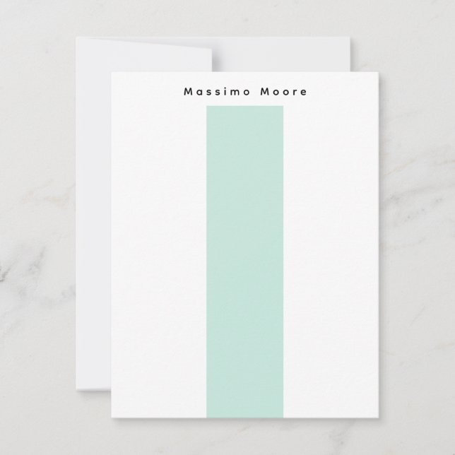 Blue Black White Plain Elegant Own Name Note Card (Front)