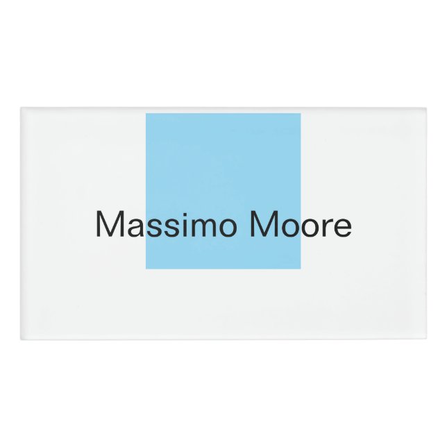 Blue Black White Plain Elegant Own Name Tag (Front)