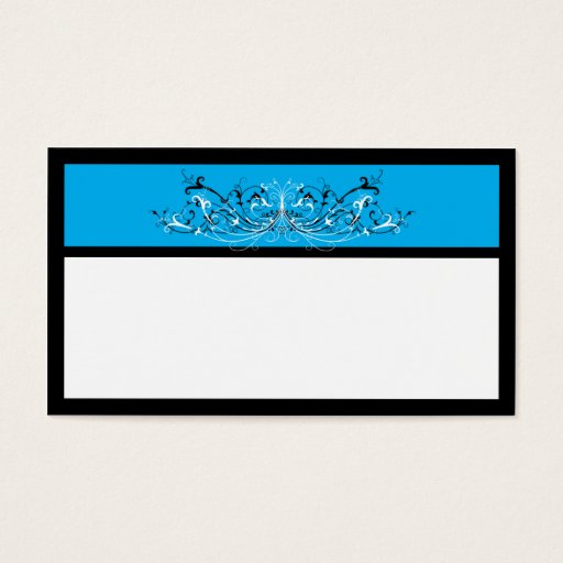 Customizable Blue Black White Scrolls Favor Cards Business Card Templates