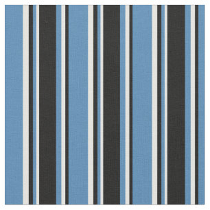 Blue, Black & White Stripes Fabric