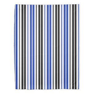 Blue Black White Stripes Pattern Design  Duvet Cover