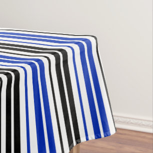 Blue Black White Stripes Pattern Design  Tablecloth