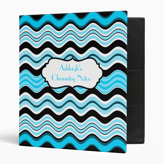 Blue, Black, White Wavy Striped Binder (Front/Inside)