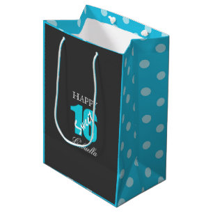 Blue Black With Blue Polka Dot Sweet 16 Gift Bag