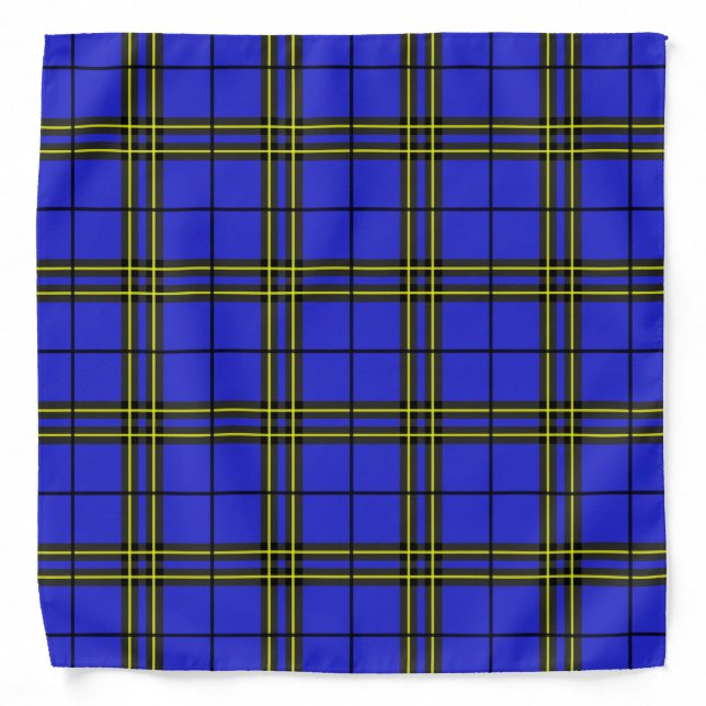 Blue Black Yellow Tartan Bandana (Front)