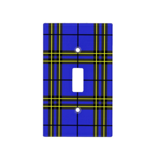 Blue Black Yellow Tartan Light Switch Cover (Front)